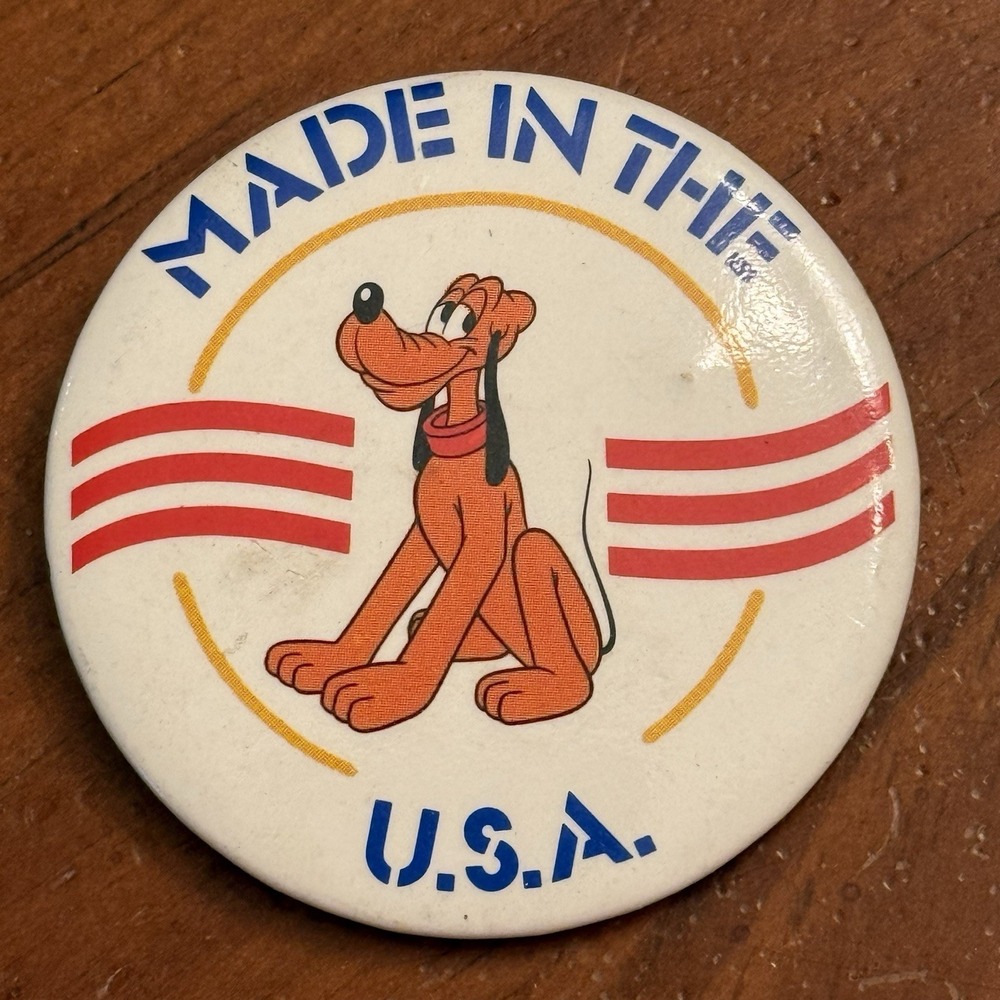 Made‎ In The USA Pluto Disney 1986 Vintage Pinback Button Pin Round Circle Music